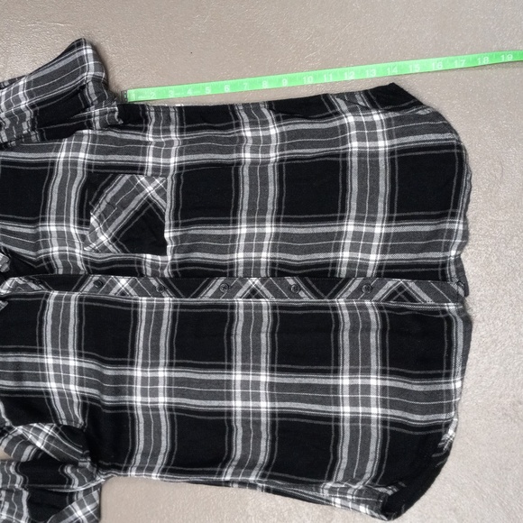 Beach Lunch Lounge Collection Black and White Plaid, Button Down Flannel - Picture 4 of 10